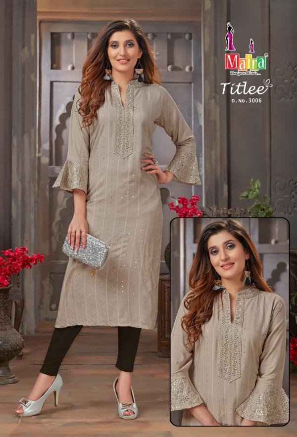 Maira Titlee 3 Beautiful Rayon Embroidery Kurti 